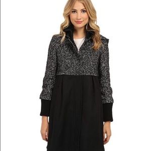 DKNY Hooded Babydoll Wool Coat Medium